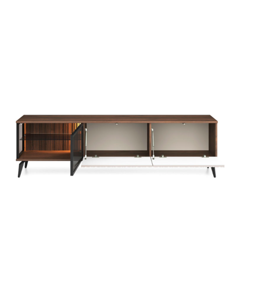 Ensemble meuble TV VICI couleur Cachemire / Noyer Warmia